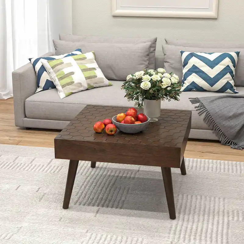 Table basse COSIEST en bois massif marron rustique pour le salon