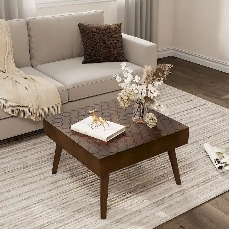 Table basse COSIEST en bois massif marron rustique pour le salon