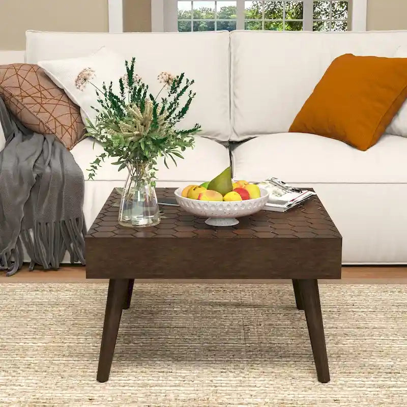Table basse COSIEST en bois massif marron rustique pour le salon