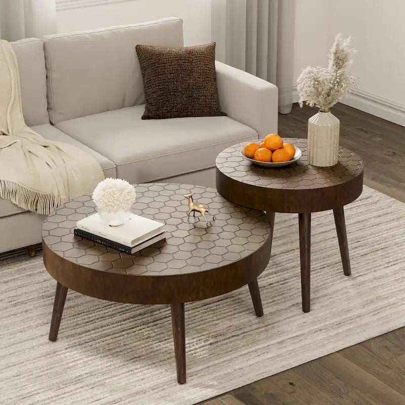 Table basse COSIEST en bois massif marron rustique pour le salon