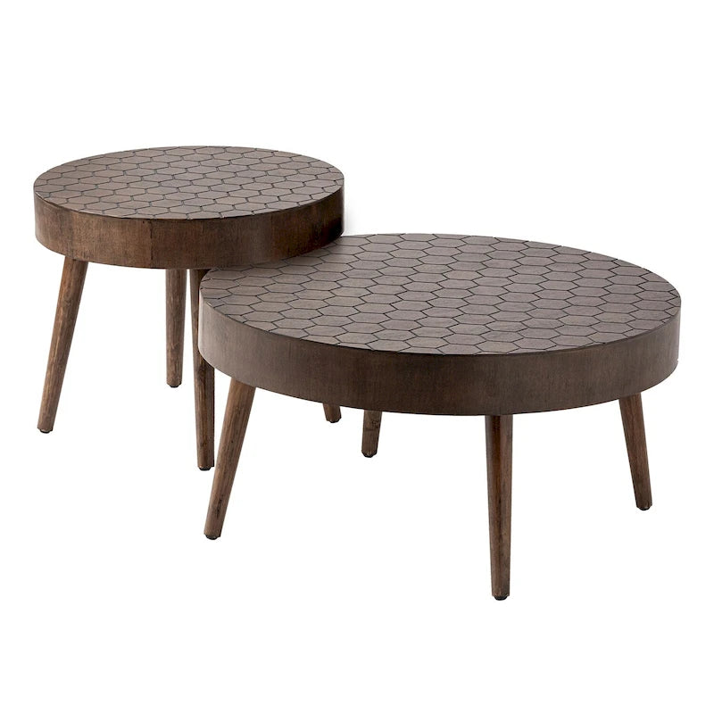Table basse COSIEST en bois massif marron rustique pour le salon