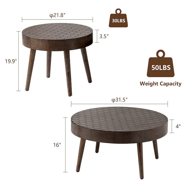 Table basse COSIEST en bois massif marron rustique pour le salon