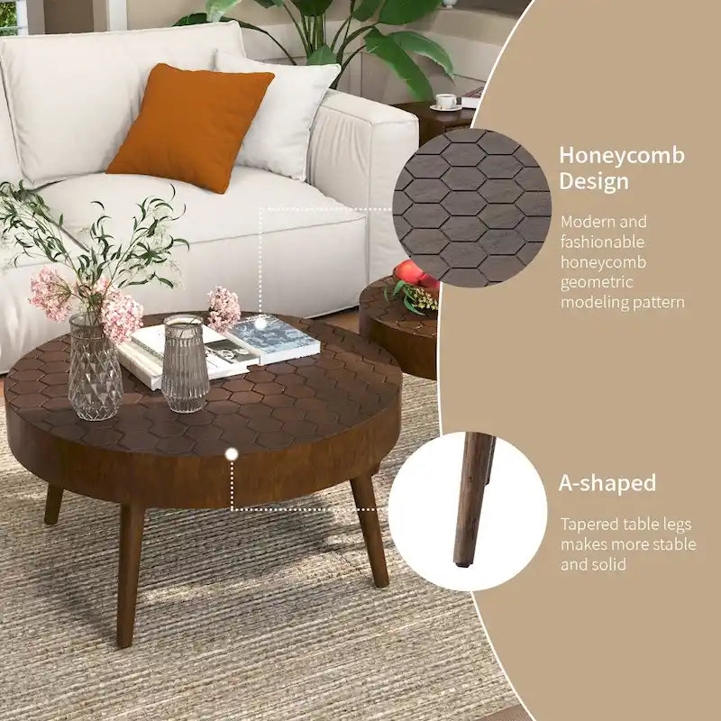 Table basse COSIEST en bois massif marron rustique pour le salon