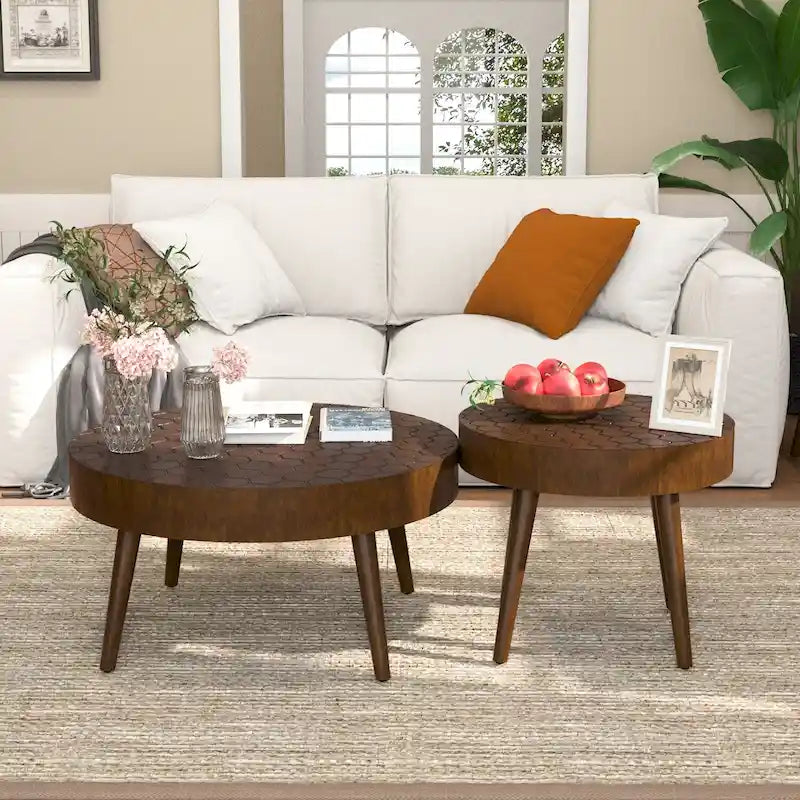 Table basse COSIEST en bois massif marron rustique pour le salon