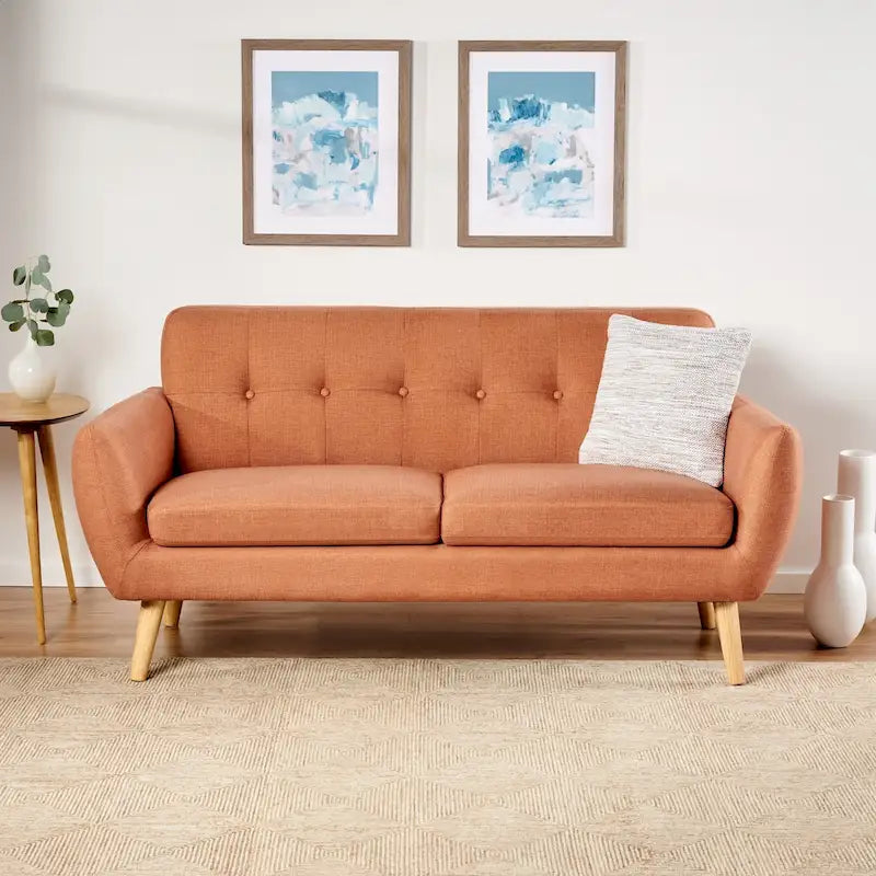 Canapé en tissu capitonné de style Mid-Century Modern