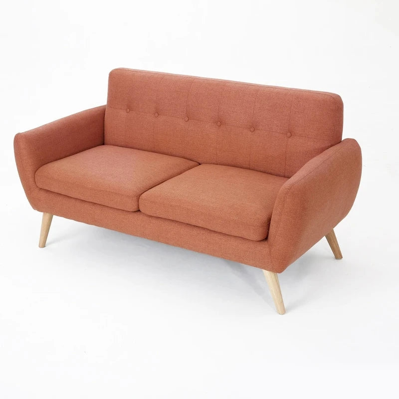 Canapé en tissu capitonné de style Mid-Century Modern