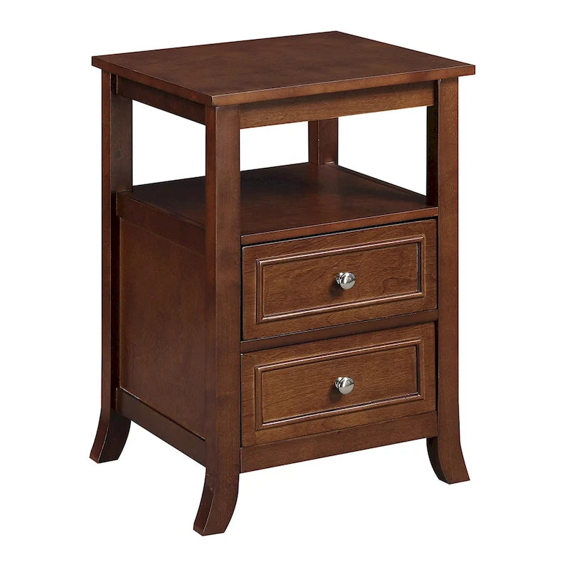 Table d'appoint avec deux tiroirs et une étagère