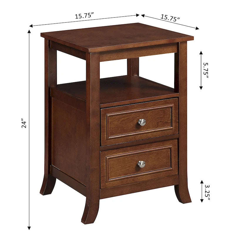 Table d'appoint avec deux tiroirs et une étagère
