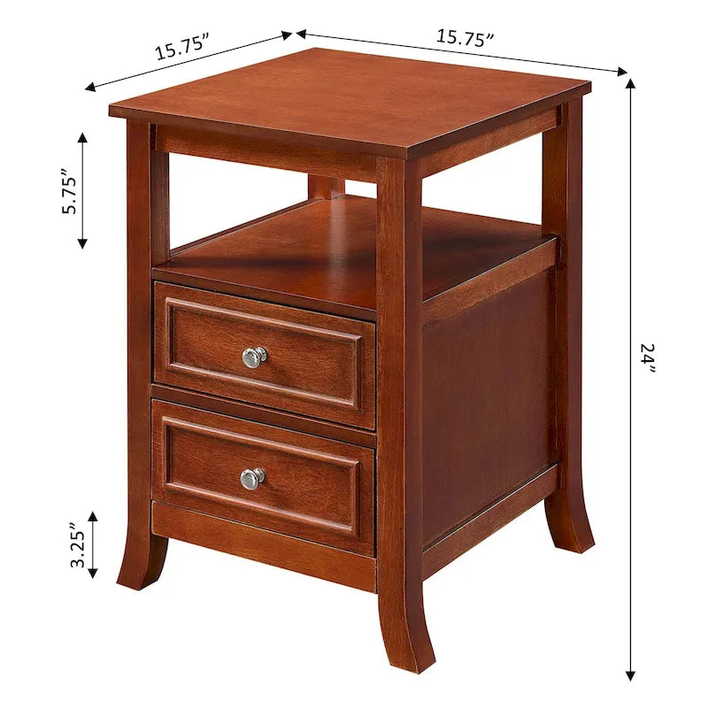 Table d'appoint avec deux tiroirs et une étagère