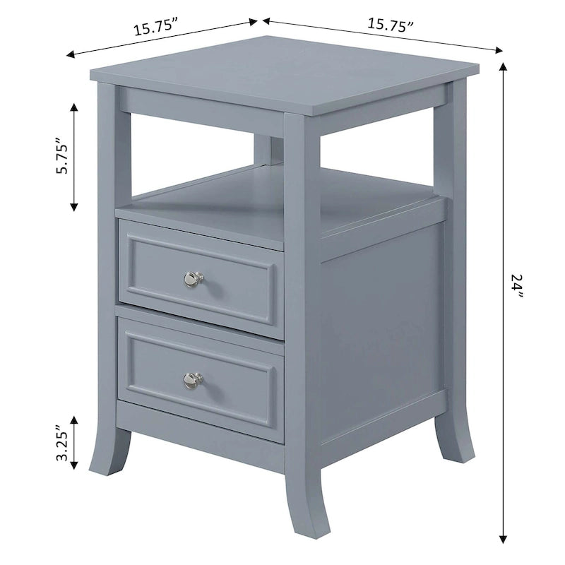 Table d'appoint avec deux tiroirs et une étagère