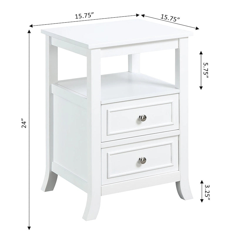 Table d'appoint avec deux tiroirs et une étagère