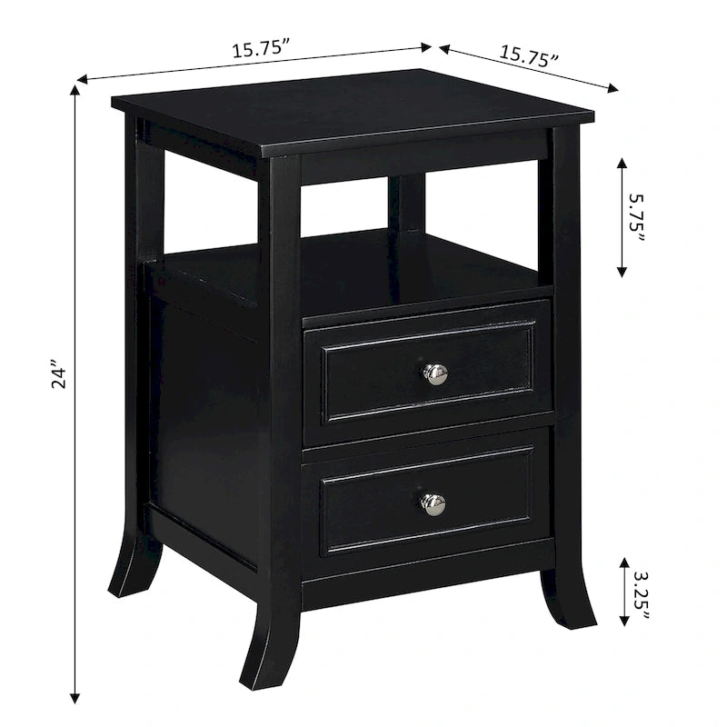Table d'appoint avec deux tiroirs et une étagère