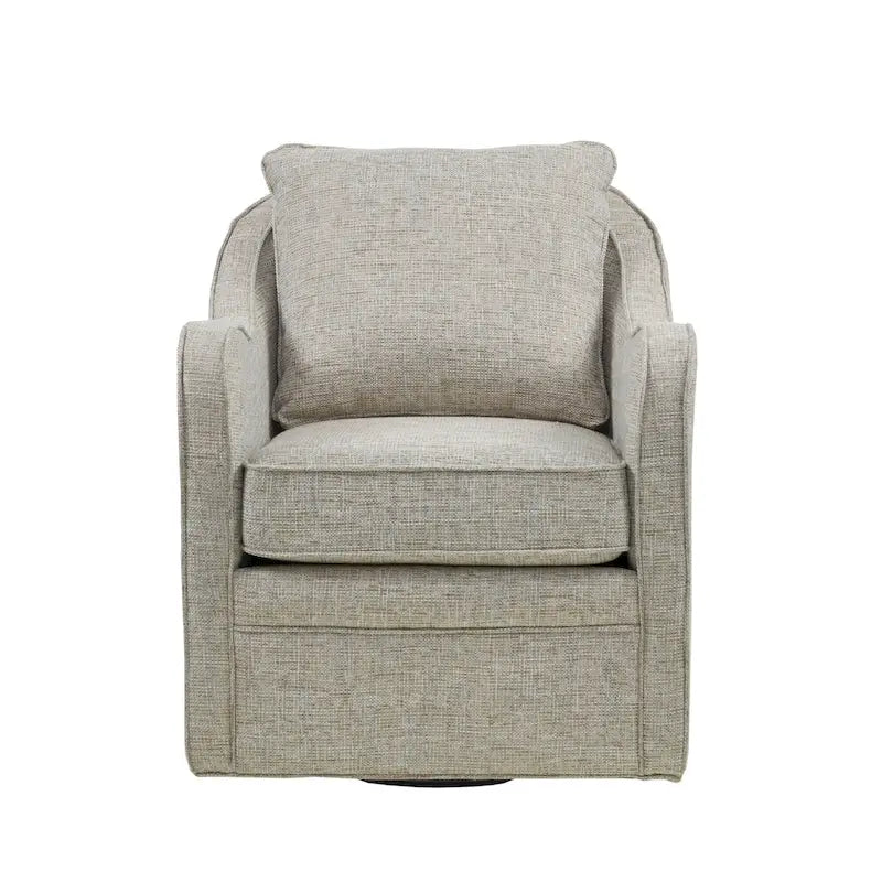 Fauteuil pivotant tapissé en tissu avec accoudoirs incurvés