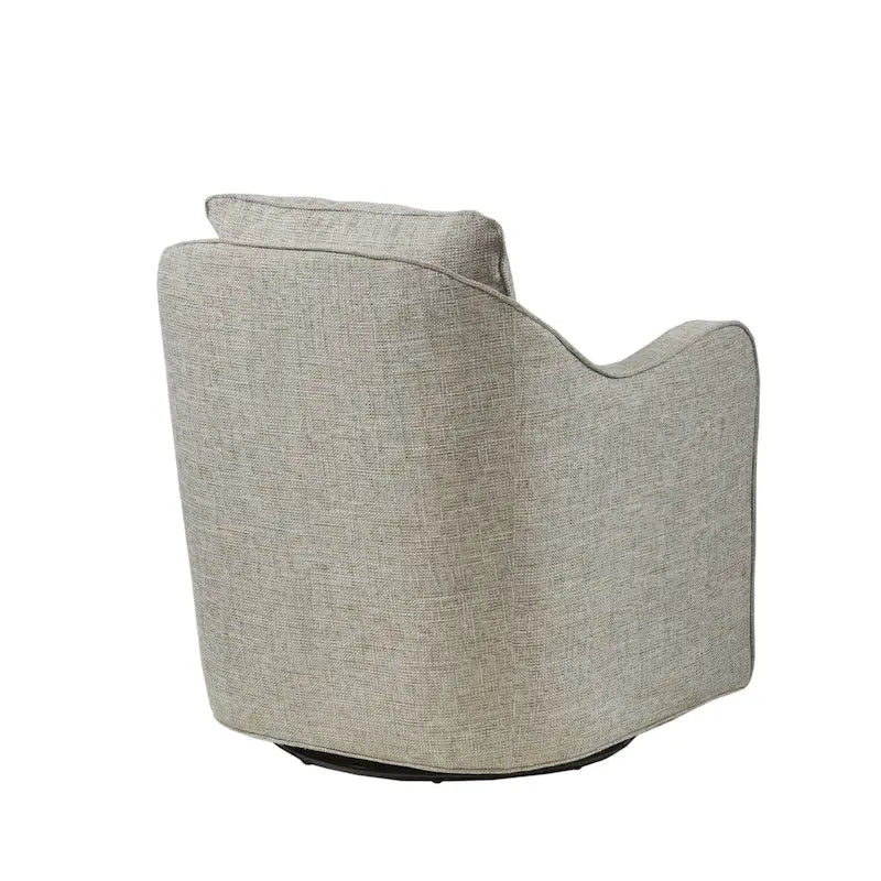 Fauteuil pivotant tapissé en tissu avec accoudoirs incurvés