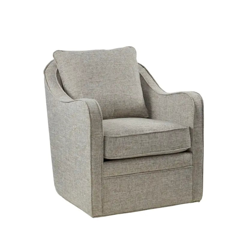 Fauteuil pivotant tapissé en tissu avec accoudoirs incurvés