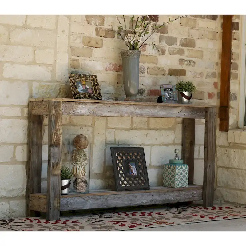 Table Console de Canapé Rustique Faite Main en Bois de Récupération