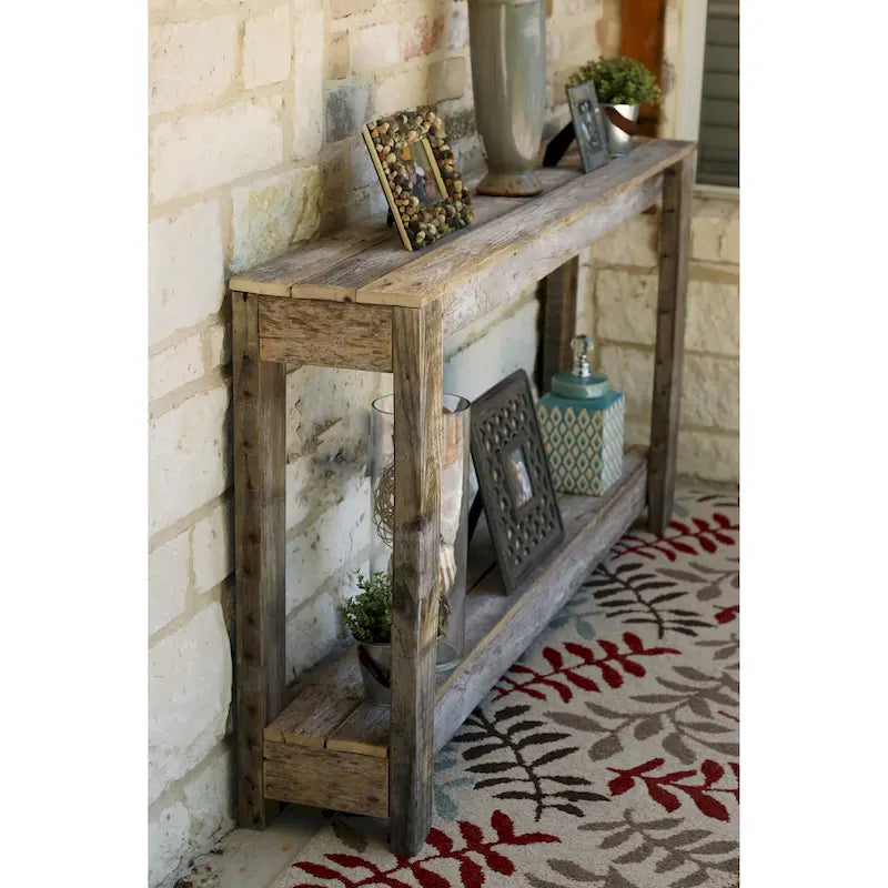 Table Console de Canapé Rustique Faite Main en Bois de Récupération