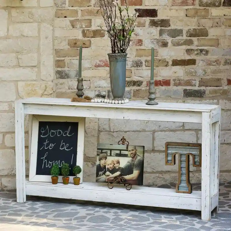 Table Console de Canapé Rustique Faite Main en Bois de Récupération