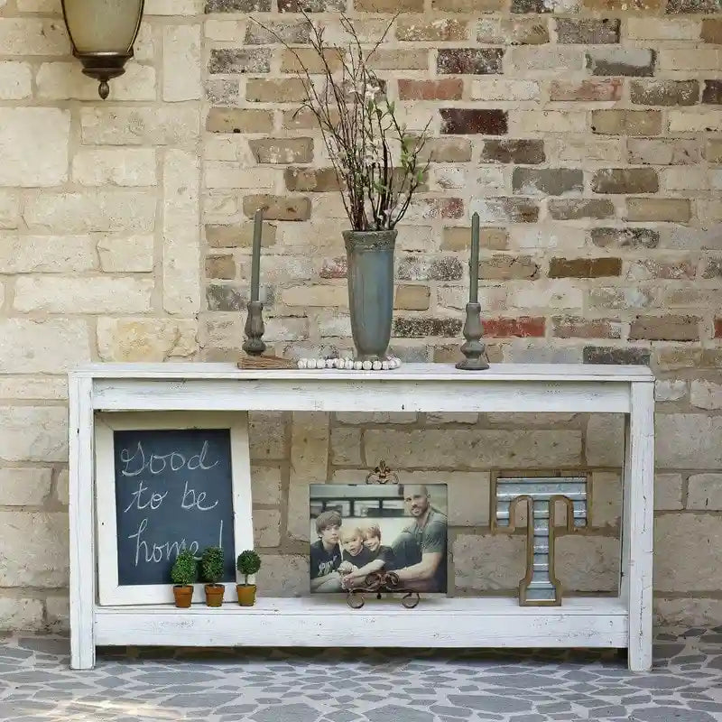 Table Console de Canapé Rustique Faite Main en Bois de Récupération