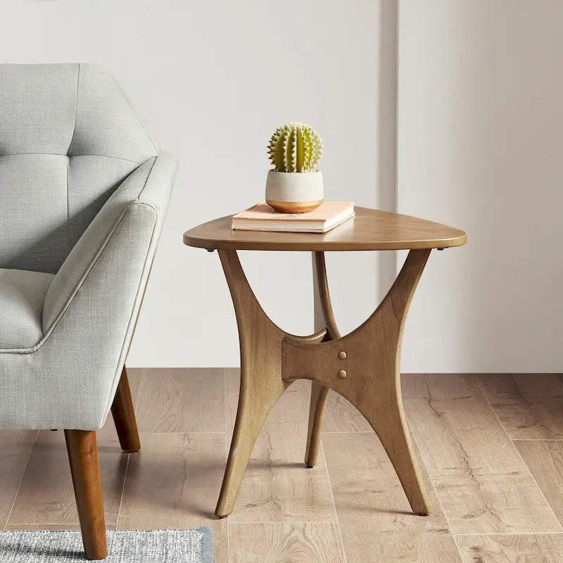 Table d'appoint triangulaire en bois massif