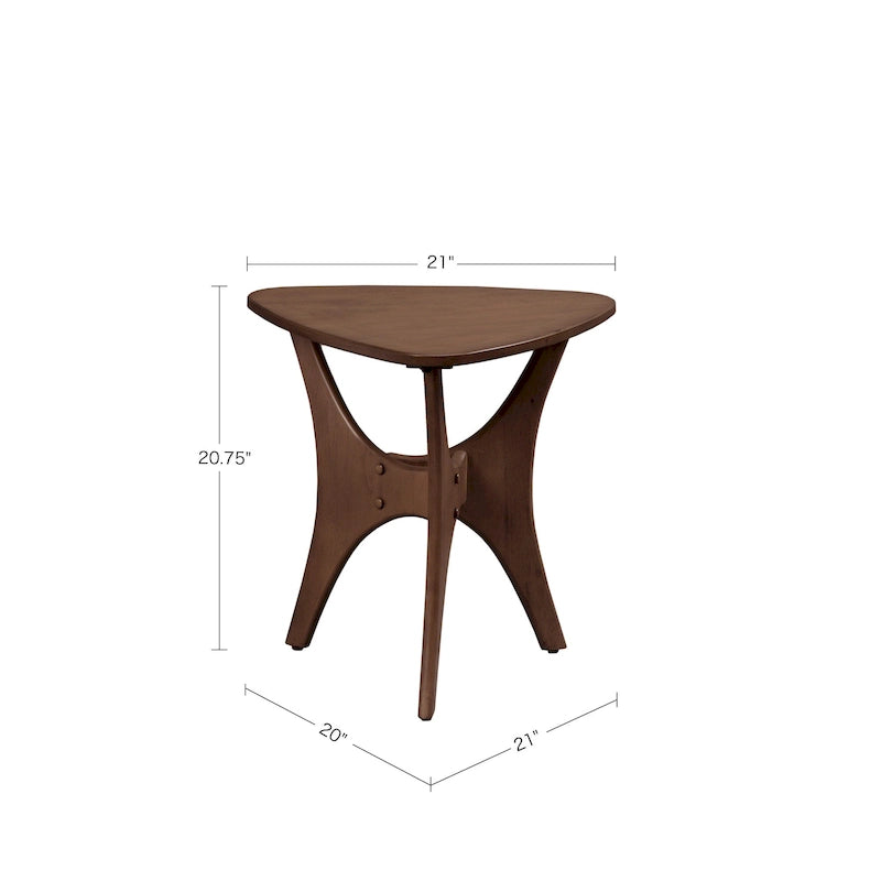 Table d'appoint triangulaire en bois massif
