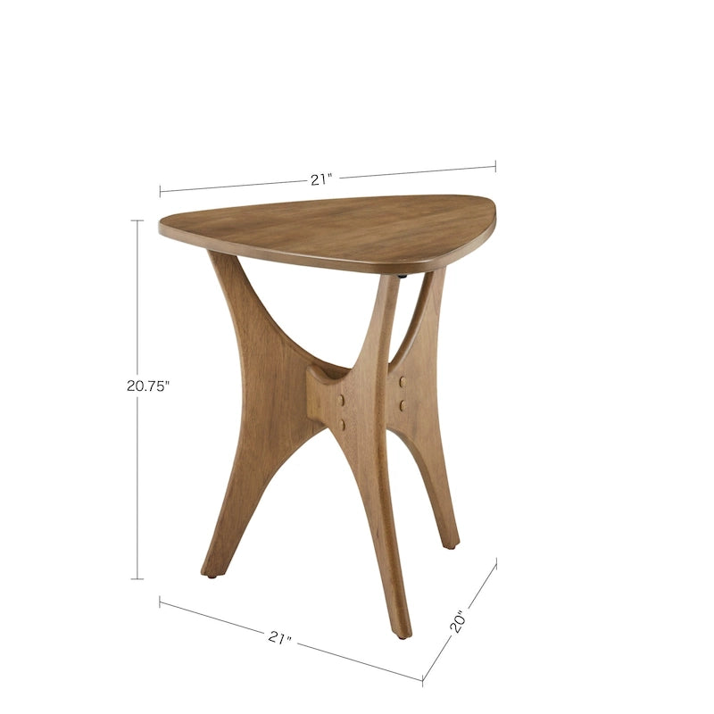Table d'appoint triangulaire en bois massif