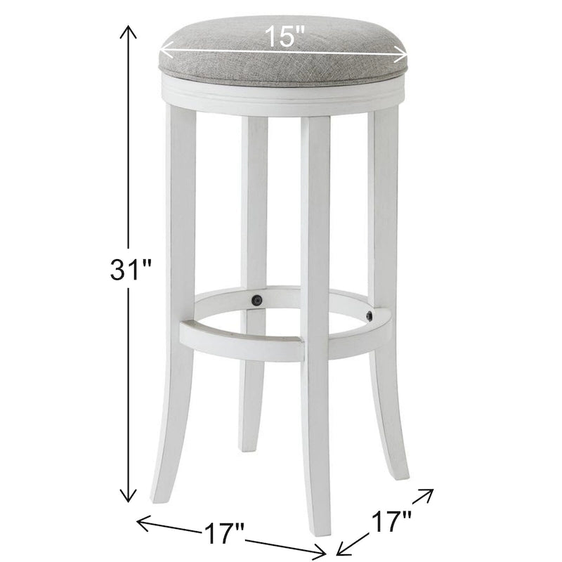 Tabouret de bar pivotant sans dossier en bois blanc