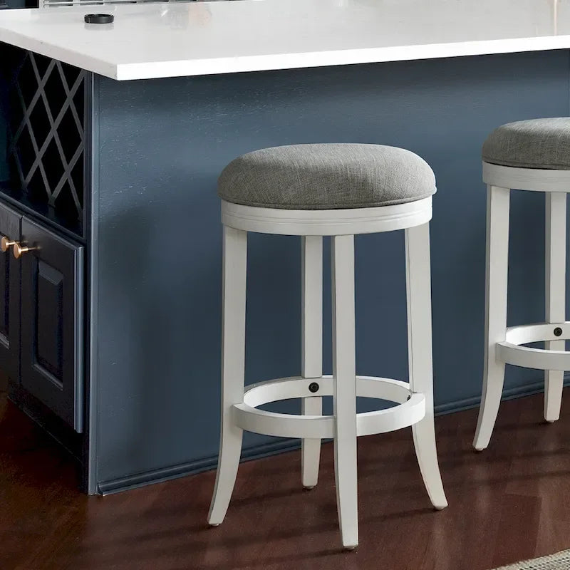 Tabouret de bar pivotant sans dossier en bois blanc