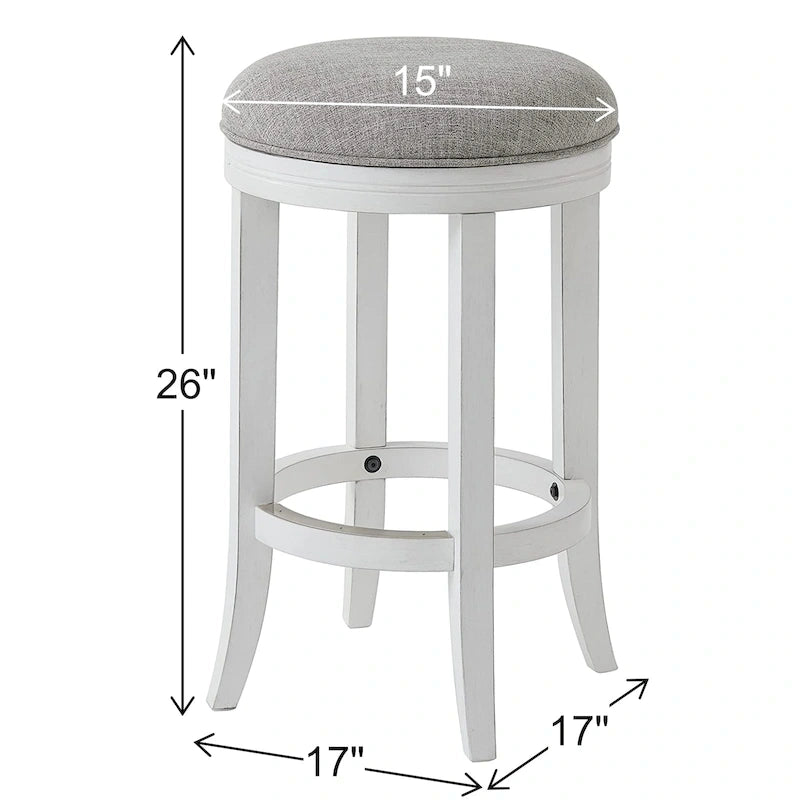 Tabouret de bar pivotant sans dossier en bois blanc