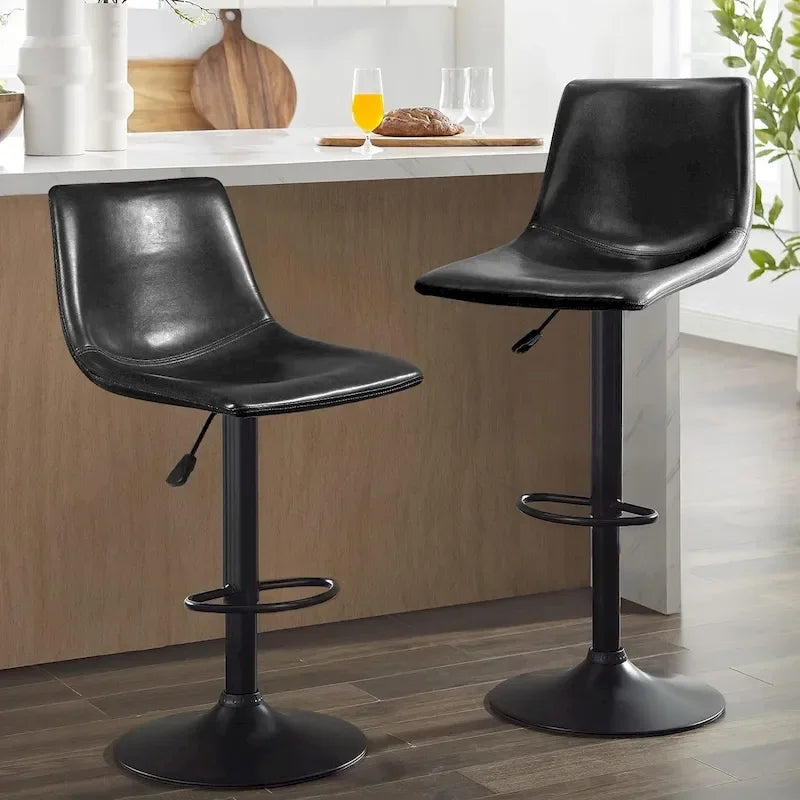 Tabourets de bar (lot de 2) — Réglables en hauteur, pivotants, tabourets de bar mi-hauts à hauts avec dossiers