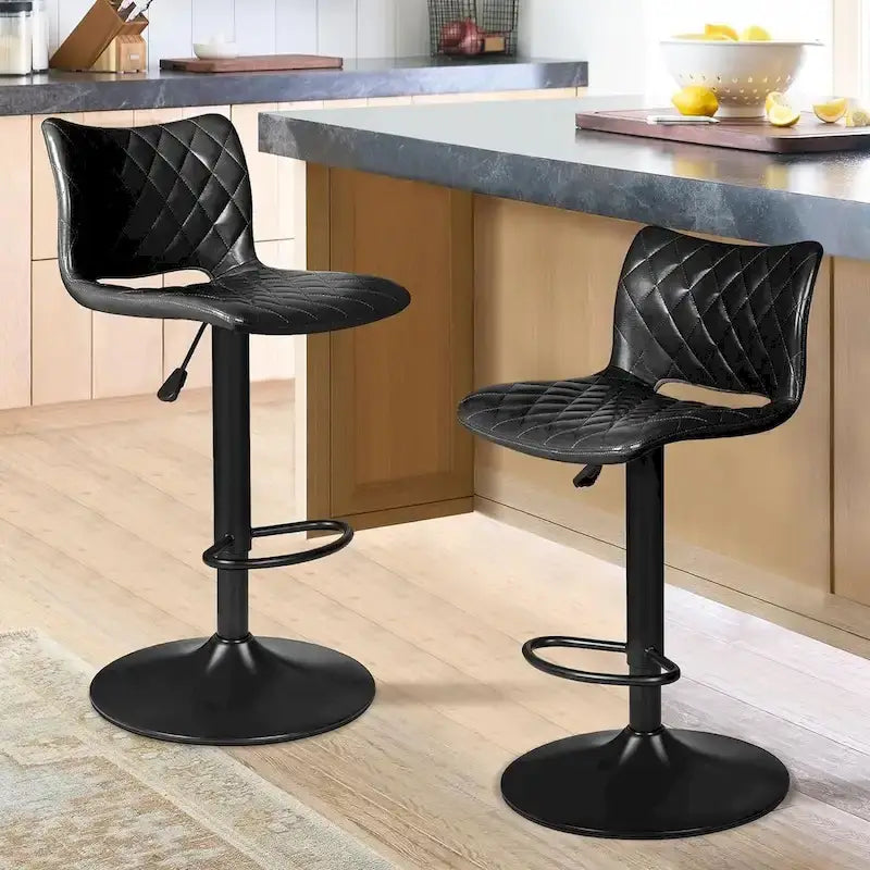 Tabourets de bar (lot de 2) — Réglables en hauteur, pivotants, tabourets de bar mi-hauts à hauts avec dossiers