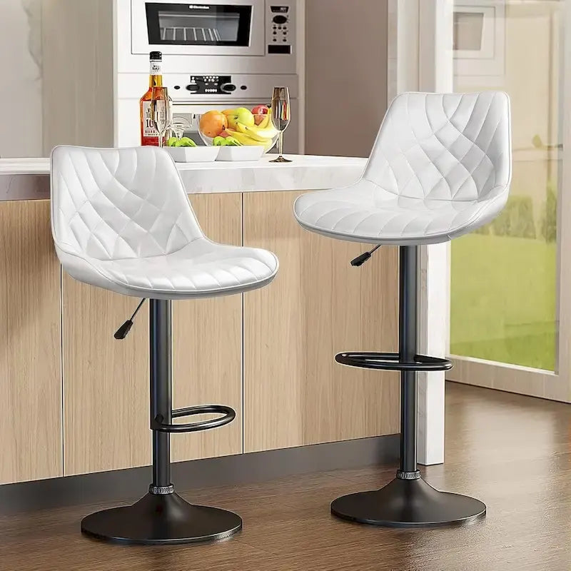 Tabourets de bar (lot de 2) — Réglables en hauteur, pivotants, tabourets de bar mi-hauts à hauts avec dossiers