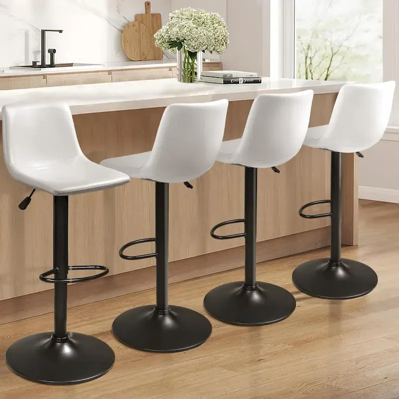Tabourets de bar (lot de 2) — Réglables en hauteur, pivotants, tabourets de bar mi-hauts à hauts avec dossiers