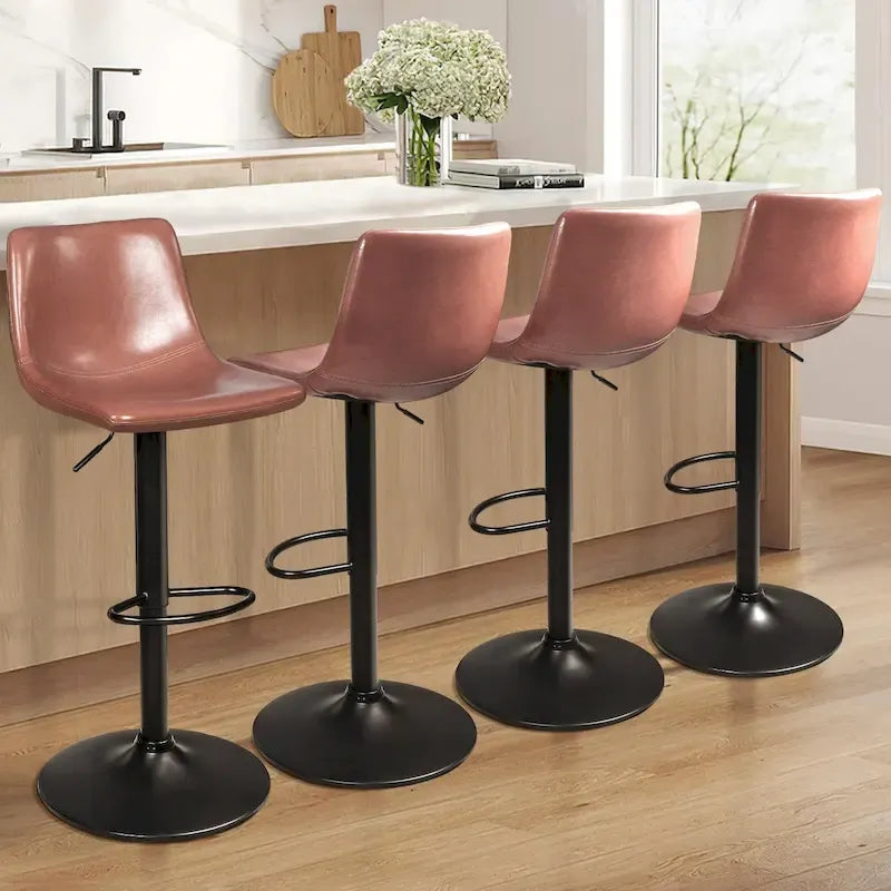 Tabourets de bar (lot de 2) — Réglables en hauteur, pivotants, tabourets de bar mi-hauts à hauts avec dossiers