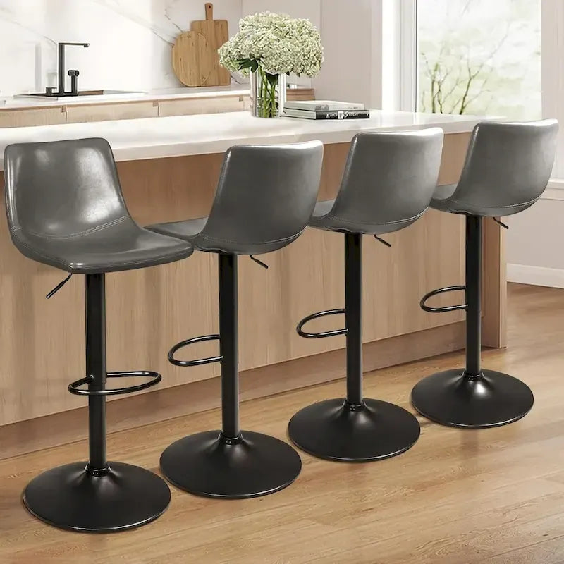 Tabourets de bar (lot de 2) — Réglables en hauteur, pivotants, tabourets de bar mi-hauts à hauts avec dossiers