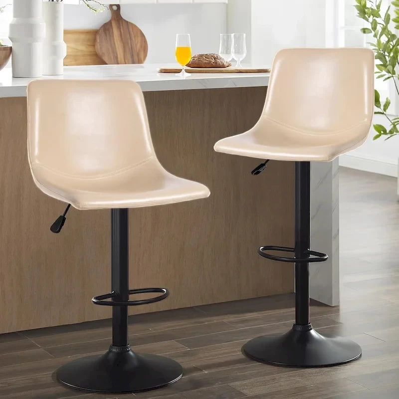Tabourets de bar (lot de 2) — Réglables en hauteur, pivotants, tabourets de bar mi-hauts à hauts avec dossiers