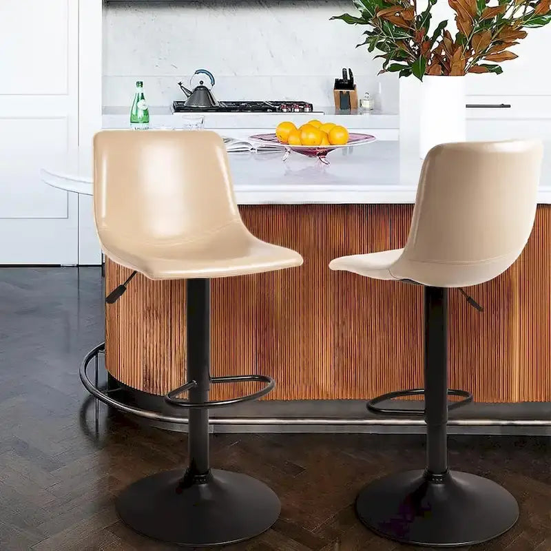 Tabourets de bar (lot de 2) — Réglables en hauteur, pivotants, tabourets de bar mi-hauts à hauts avec dossiers