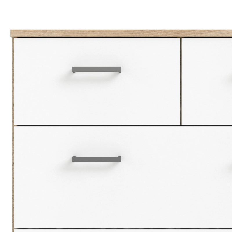 Commode double Porch & Den Space à 8 tiroirs, structure en chêne et blanc