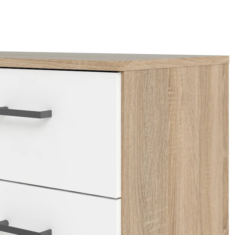 Commode double Porch & Den Space à 8 tiroirs, structure en chêne et blanc