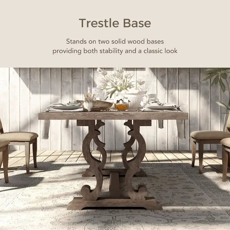 Table à manger extensible en bois massif rustique de 90 pouces