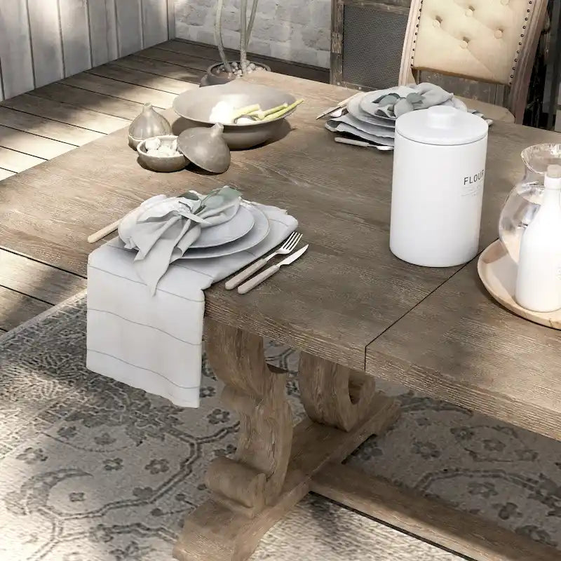Table à manger extensible en bois massif rustique de 90 pouces