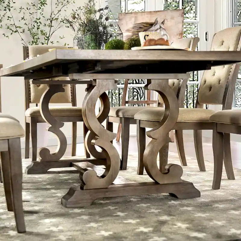 Table à manger extensible en bois massif rustique de 90 pouces