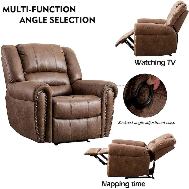 Fauteuil inclinable manuel classique et traditionnel avec accoudoirs et dossier confortables