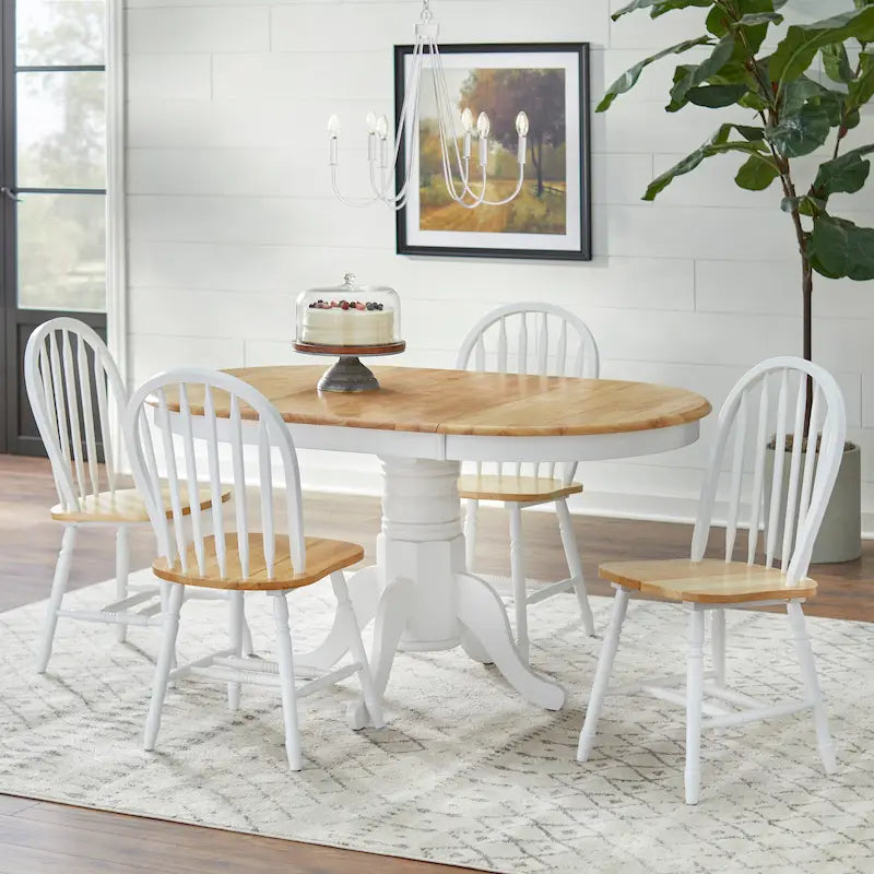 Table et chaises de salle à manger en bois massif de style ferme