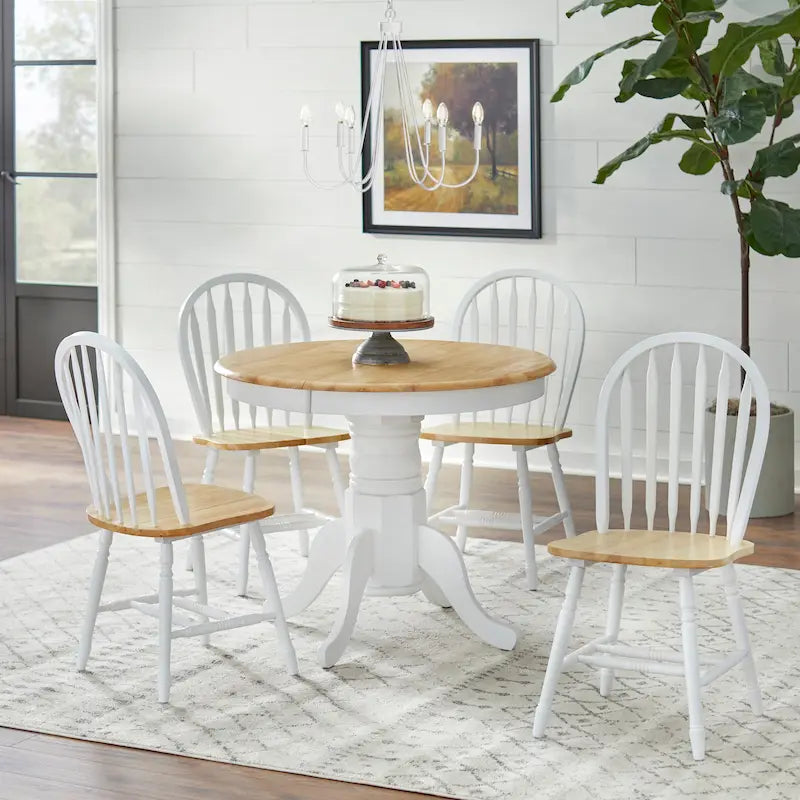 Table et chaises de salle à manger en bois massif de style ferme