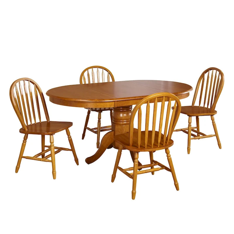 Table et chaises de salle à manger en bois massif de style ferme