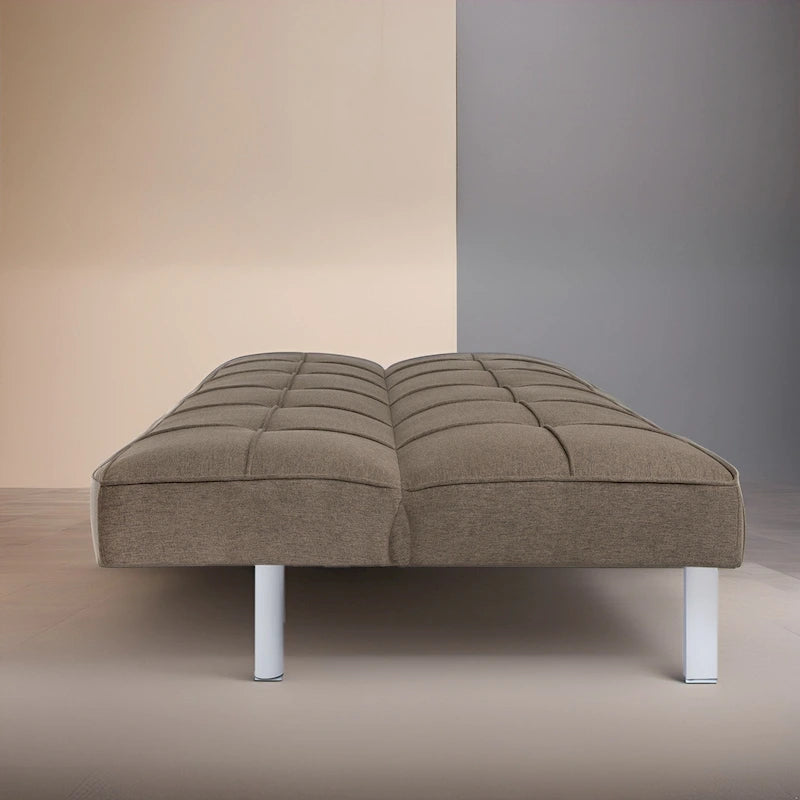 Canapé-lit futon moderne et confortable – Capitonnage, convertible, tissu de lin, canapé-lit pour salon ou chambre d'amis