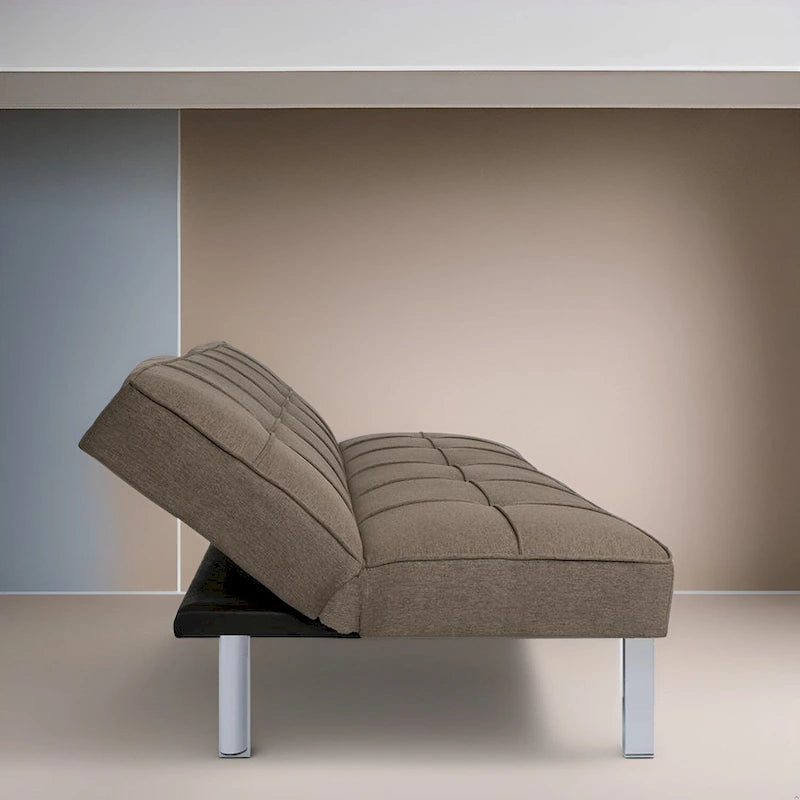 Canapé-lit futon moderne et confortable – Capitonnage, convertible, tissu de lin, canapé-lit pour salon ou chambre d'amis