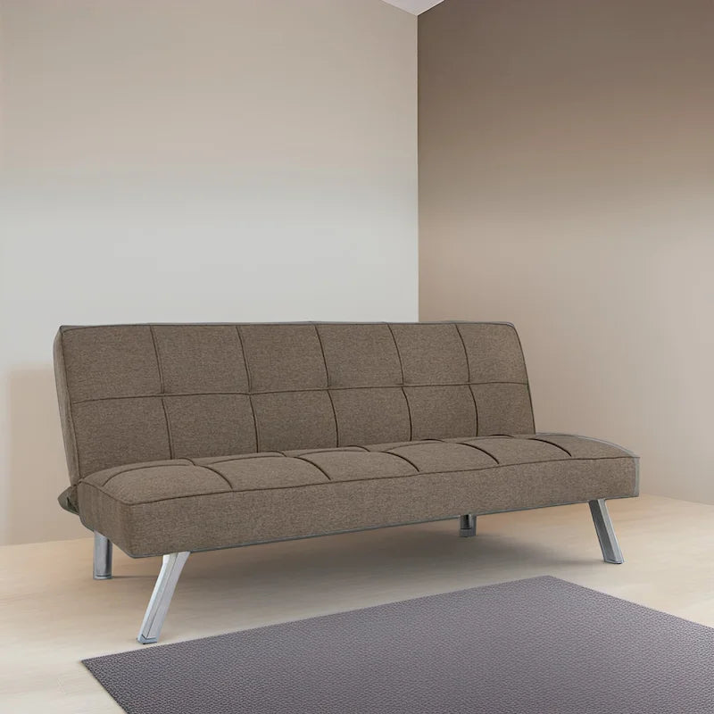 Canapé-lit futon moderne et confortable – Capitonnage, convertible, tissu de lin, canapé-lit pour salon ou chambre d'amis