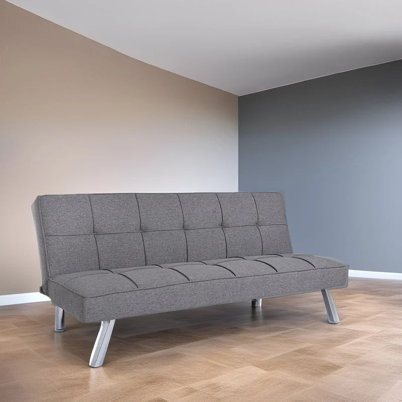 Canapé-lit futon moderne et confortable – Capitonnage, convertible, tissu de lin, canapé-lit pour salon ou chambre d'amis